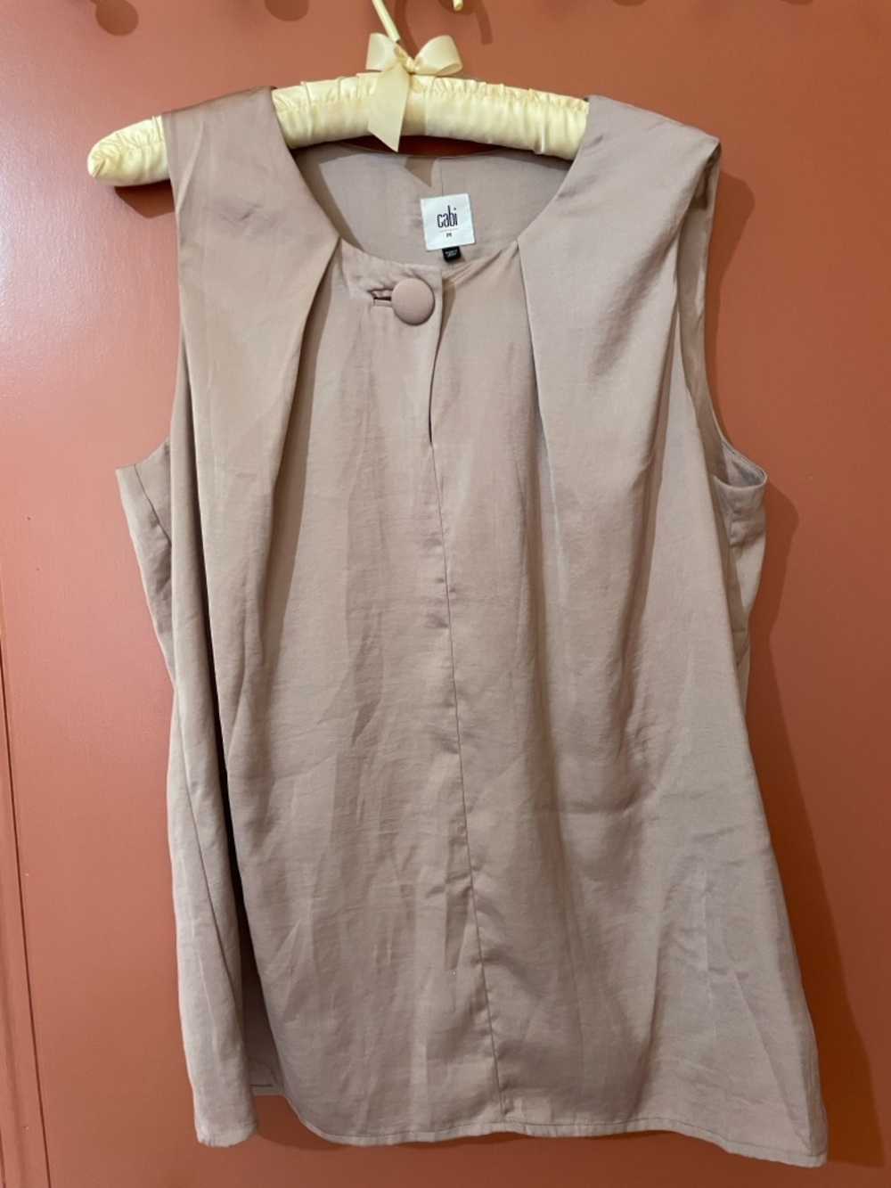 Cabi Neutral Taupe Sleeveless Button-Front Shell